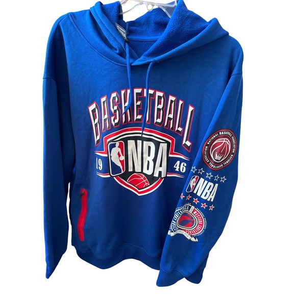 NBA Mens Royal Blue Hoodie 1946 Zipper Front Pockets Authentic‎ XL MSRP $75 NWT - Picture 1 of 7